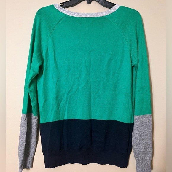 jcp Cashmere Blend Color Block V Neck Sweater Large Preppy Academia Y2K Vintage - Picture 2 of 8